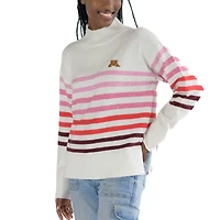 Women's Lusso  White Minnesota Golden Gophers Simone Striple Mock Neck Oversized Pullover Sweater