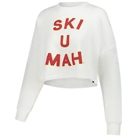 Women's Minnesota Golden Gophers Gameday Social White Raw Edge Boxy Cropped Sweatshirt