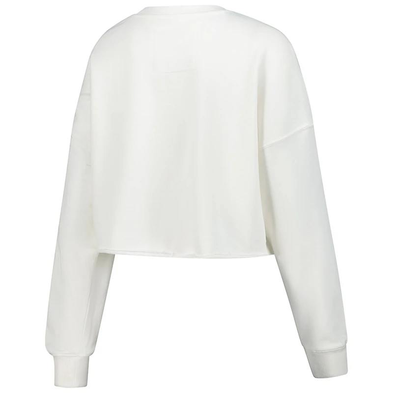 Women's Minnesota Golden Gophers Gameday Social White Raw Edge Boxy Cropped Sweatshirt