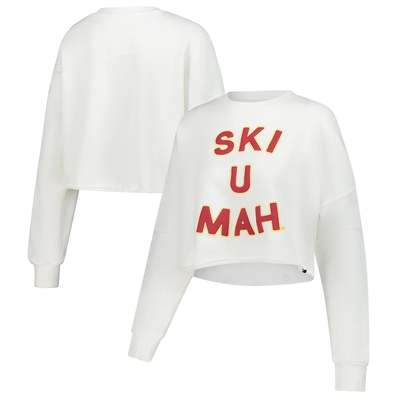 Sweat-shirt court blanc à bords bruts pour femme des Golden Gophers du Minnesota, coupe carrée, motif Gameday Social