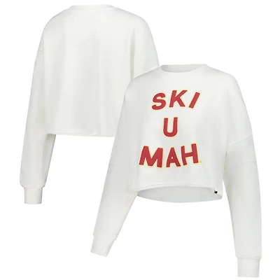 Women's Minnesota Golden Gophers Gameday Social White Raw Edge Boxy Cropped Sweatshirt