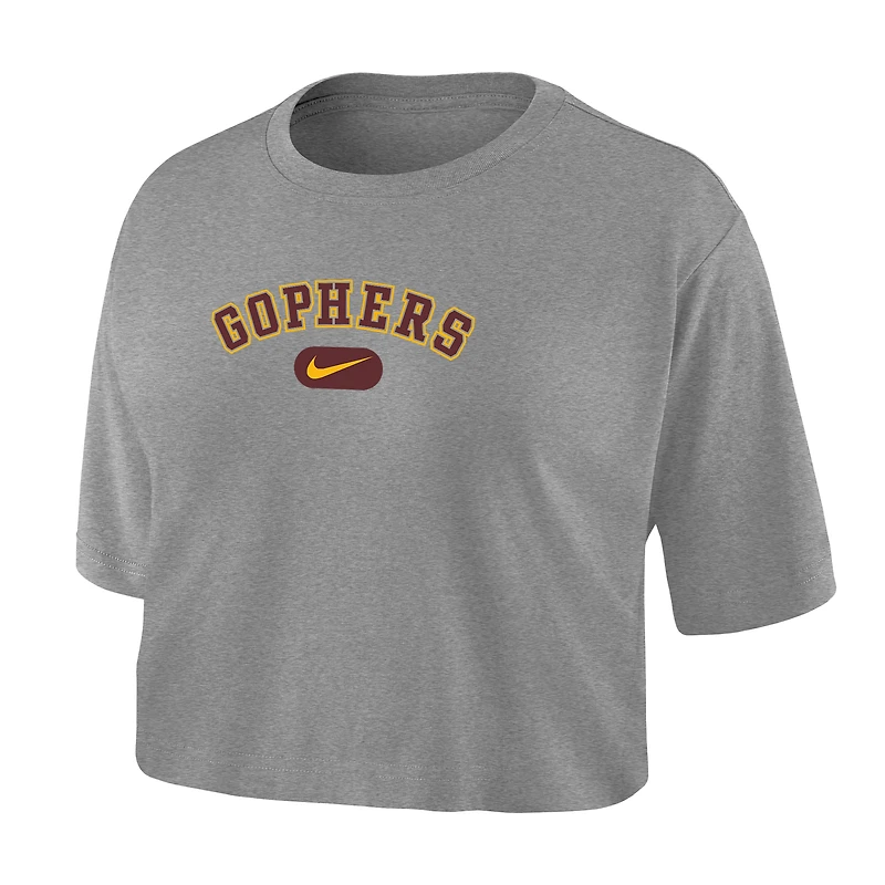 Women's Nike Gray Minnesota Golden Gophers Dri-FIT Cropped T-Shirt