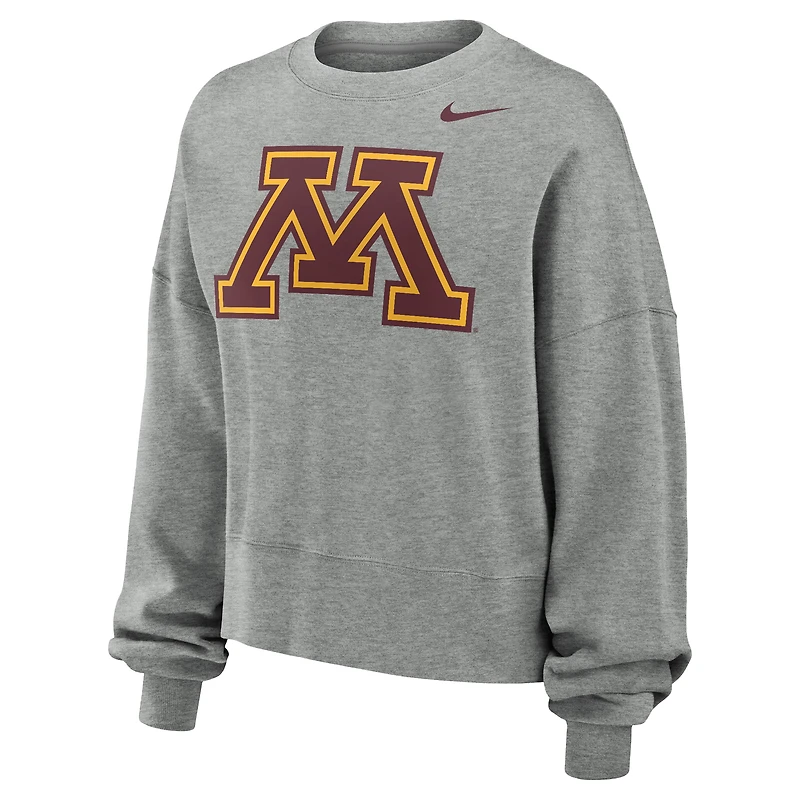 Women's Nike Gray Minnesota Golden Gophers Phoenix Fleece Pullover Sweatshirt