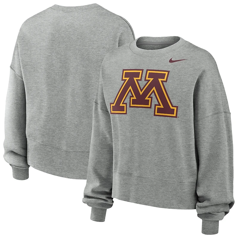 Women's Nike Gray Minnesota Golden Gophers Phoenix Fleece Pullover Sweatshirt