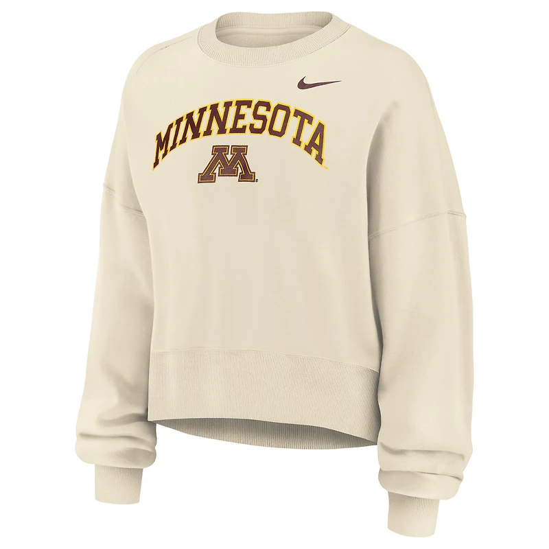 Women's Nike Natural Minnesota Golden Gophers Phoenix Fleece Oversized Cropped Sweatshirt