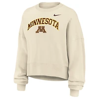 Women's Nike Natural Minnesota Golden Gophers Phoenix Fleece Oversized Cropped Sweatshirt