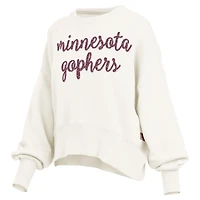 Women's Pressbox Cream Minnesota Golden Gophers Oversized Chelsea Waist Length Pullover Sweatshirt