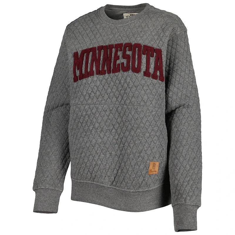 Women's Pressbox Heather Charcoal Minnesota Golden Gophers Moose Quilted Pullover Sweatshirt