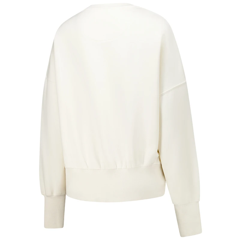 Women's Pressbox  Ivory Minnesota Golden Gophers Oversized Waist-Length Crewneck Sweatshirt