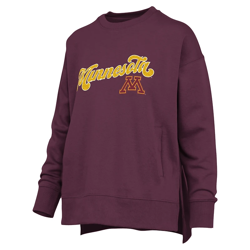 Women's Pressbox Maroon Minnesota Golden Gophers Bonanza Chenille Harper Script Sweatshirt
