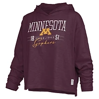 Women's Pressbox  Maroon Minnesota Golden Gophers Castillo Slub Waist Length Long Sleeve Hooded T-Shirt