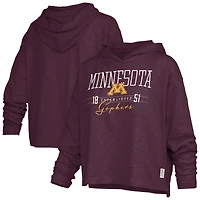 T-shirt à capuche et manches longues Pressbox marron Minnesota Golden Gophers pour femme