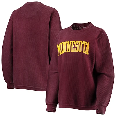 Sweat-shirt Pressbox Minnesota Golden Gophers Comfy Cord Vintage Wash Basic Arch pour femme