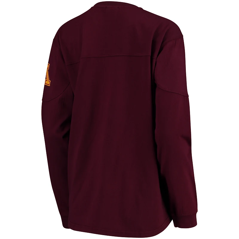 Haut surdimensionné à manches longues Edith pour femme, couleur marron, des Golden Gophers du Minnesota