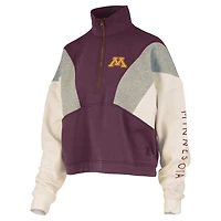 Women's Pressbox  Maroon Minnesota Golden Gophers Ferrara Color Block Quarter-Zip Sweatshirt