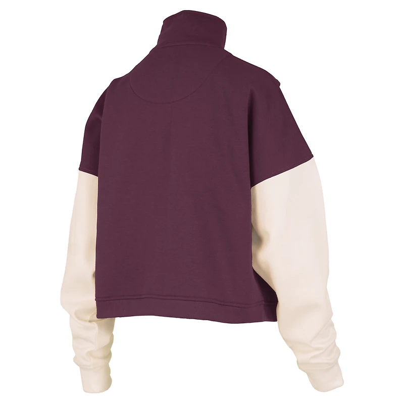 Women's Pressbox  Maroon Minnesota Golden Gophers Ferrara Color Block Quarter-Zip Sweatshirt