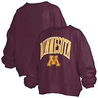 Women's Pressbox Maroon Minnesota Golden Gophers Janise Arch Over Logo Waist Length Oversized Pullover Sweatshirt