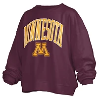 Women's Pressbox Maroon Minnesota Golden Gophers Janise Arch Over Logo Waist Length Oversized Pullover Sweatshirt