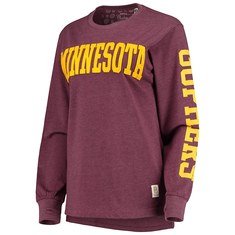 T-shirt à manches longues Pressbox Minnesota Golden Gophers Two-Hit Canyon pour femme