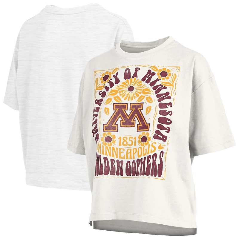 T-shirt surdimensionné blanc à logo flammé Harmony des Golden Gophers du Minnesota pour femme