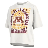 T-shirt surdimensionné blanc à logo flammé Harmony des Golden Gophers du Minnesota pour femme