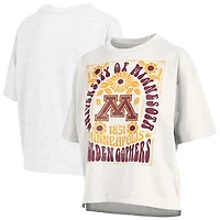 T-shirt surdimensionné blanc à logo flammé Harmony des Golden Gophers du Minnesota pour femme