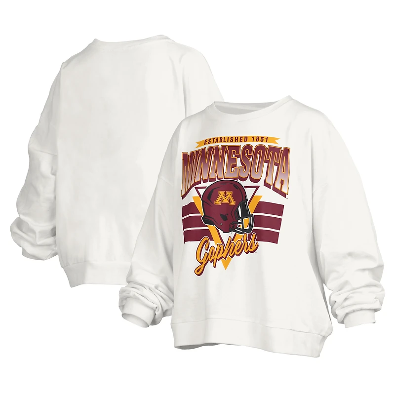 Sweat-shirt surdimensionné à logo rétro Janice des Golden Gophers du Minnesota pour femme Pressbox White