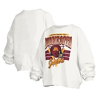 Women's Pressbox White Minnesota Golden Gophers Janice Retro Logo Oversized Pullover Sweatshirt