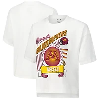 T-shirt blanc Pressbox pour femmes des Golden Gophers du Minnesota Rock & Roll Slub