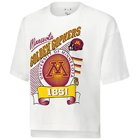 T-shirt blanc Pressbox pour femmes des Golden Gophers du Minnesota Rock & Roll Slub