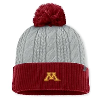 Bonnet en tricot à revers avec pompon Becca des Golden Gophers du Minnesota gris/marron pour femme Top of the World