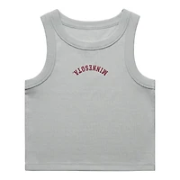 Women's Uscape Apparel Gray Minnesota Golden Gophers Upside Down Embroidery Ribbed Cropped Tank Top