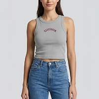 Women's Uscape Apparel Gray Minnesota Golden Gophers Upside Down Embroidery Ribbed Cropped Tank Top