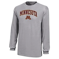 T-shirt à manches longues avec Logo Arch Over des Golden Gophers du Minnesota, champion jeunes, gris