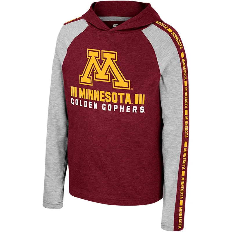 T-shirt à capuche manches longues et pour jeunes Colosseum Maroon Minnesota Golden Gophers Ned Raglan