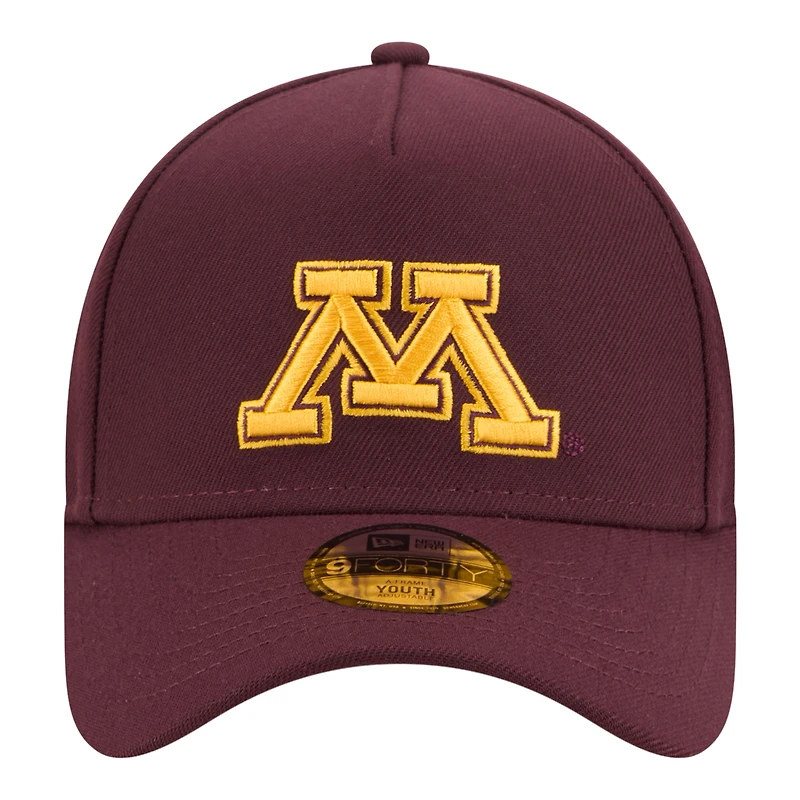 Casquette ajustable New Era 9FORTY A-Frame marron Minnesota Golden Gophers pour jeunes
