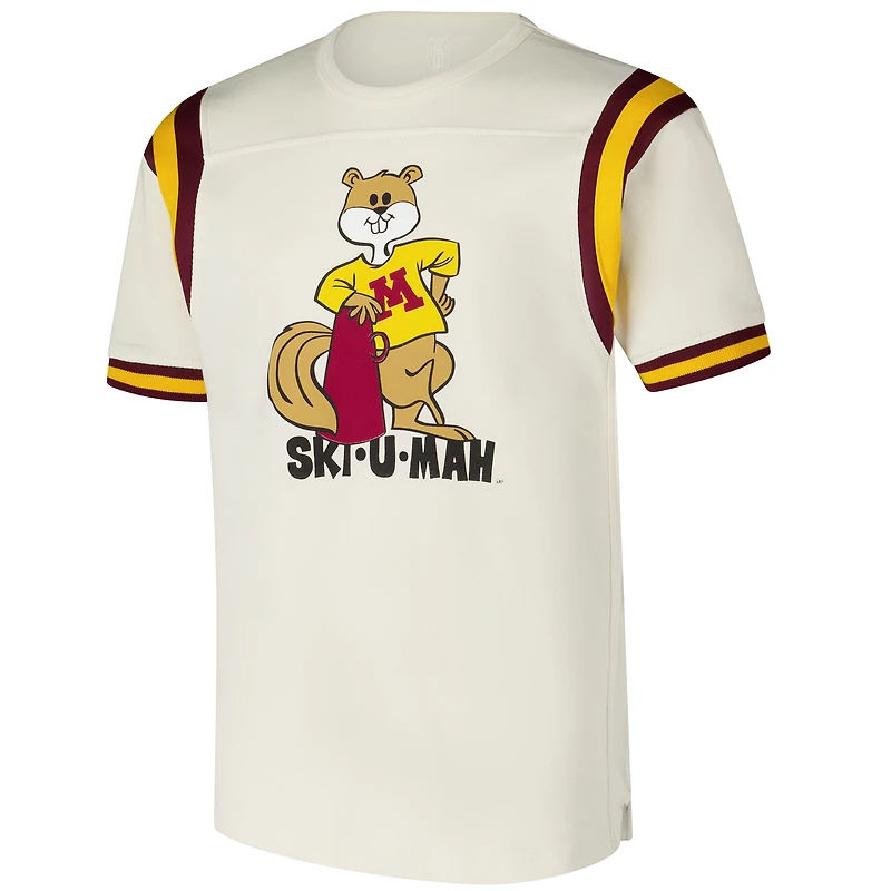 Youth Wes & Willy Cream Minnesota Golden Gophers Colorblock Yoke Vault T-Shirt