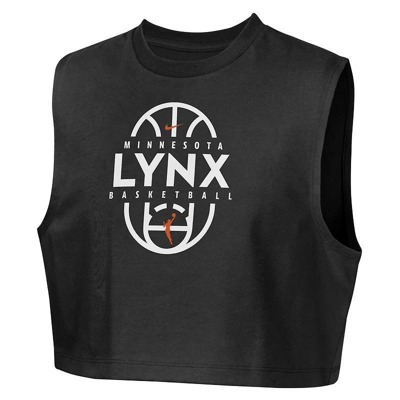 Girls Youth Nike Black Minnesota Lynx 2026 Authentic Practice Sleeveless Cropped T-Shirt