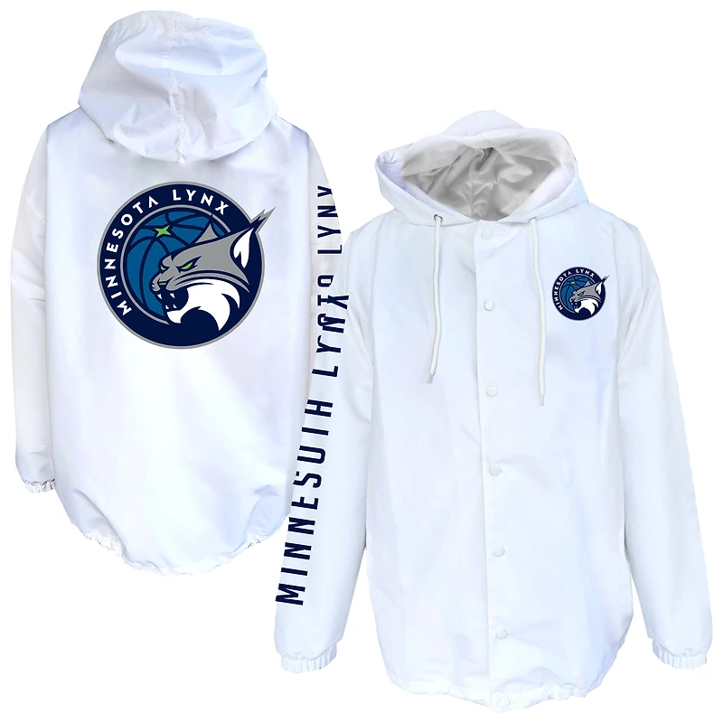 Veste en nylon à boutons-pression Fanatics blanche pour homme, logo Minnesota Lynx