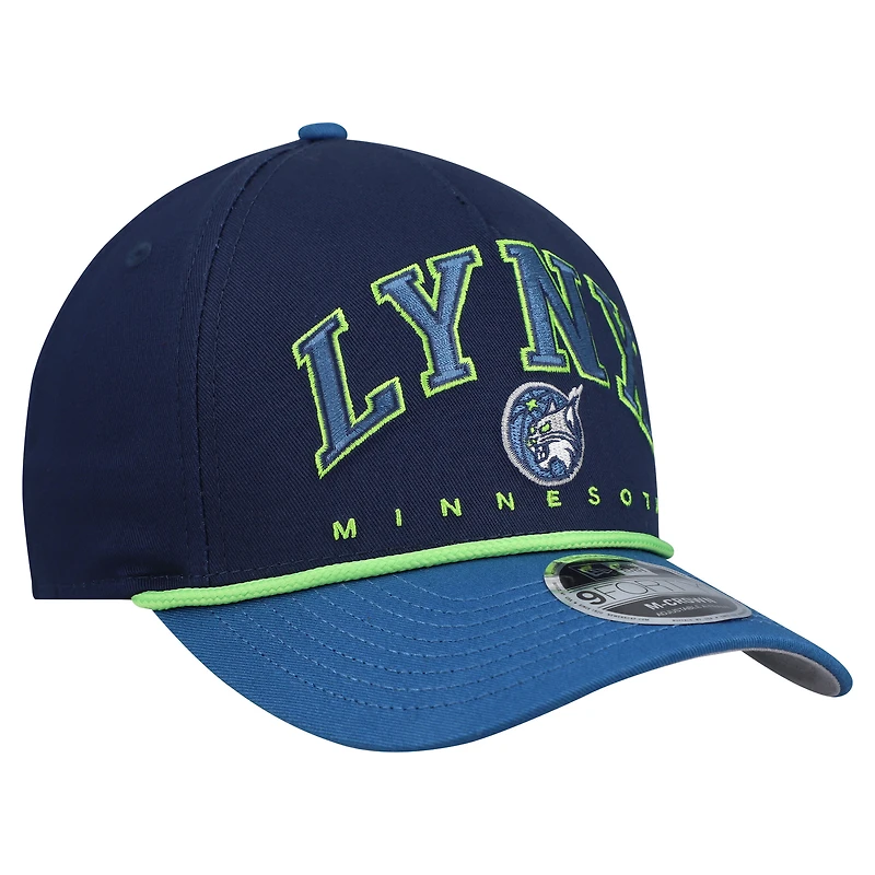 Men's New Era Navy Minnesota Lynx Bold Arch COOLERA 9FORTY A-Frame M-Crown Adjustable Hat