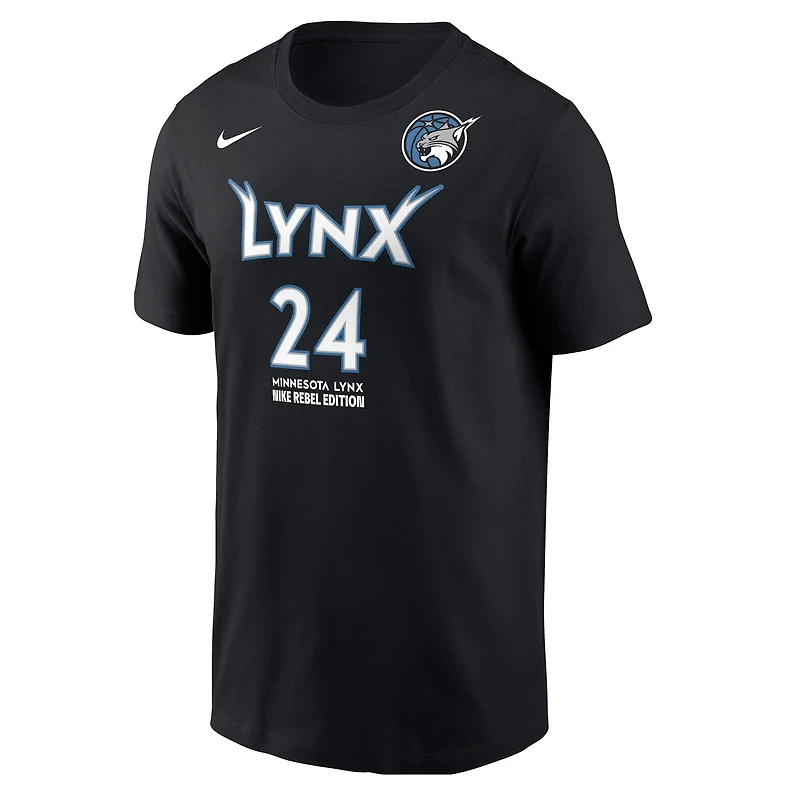 Men's Nike Napheesa Collier Black Minnesota Lynx Name & Number Rebel Edition T-Shirt