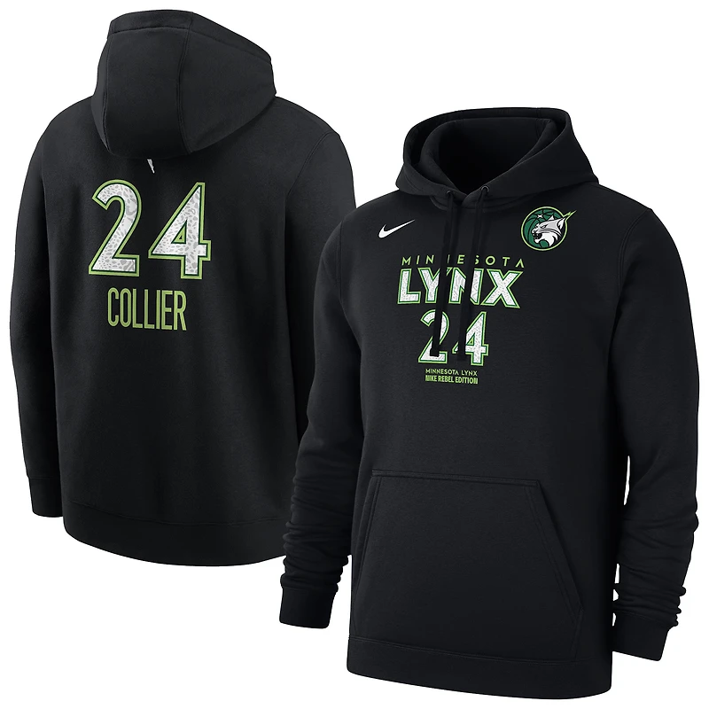 Men's Nike Napheesa Collier Black Minnesota Lynx Rebel Edition Name & Number Pullover Hoodie