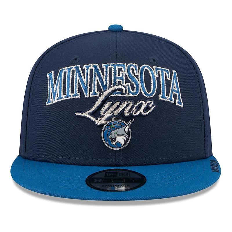 Casquette unisexe New Era bleu marine/bleu Minnesota Lynx WNBA Tip-Off 2026 avec badge métallique et monture en A (modèle 9FIFTY Snapback)
