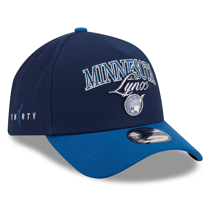 Casquette unisexe New Era bleu marine/bleu Minnesota Lynx WNBA Tip-Off 2026 avec écusson en métal et monture en A - Modèle 9FORTY ajustable