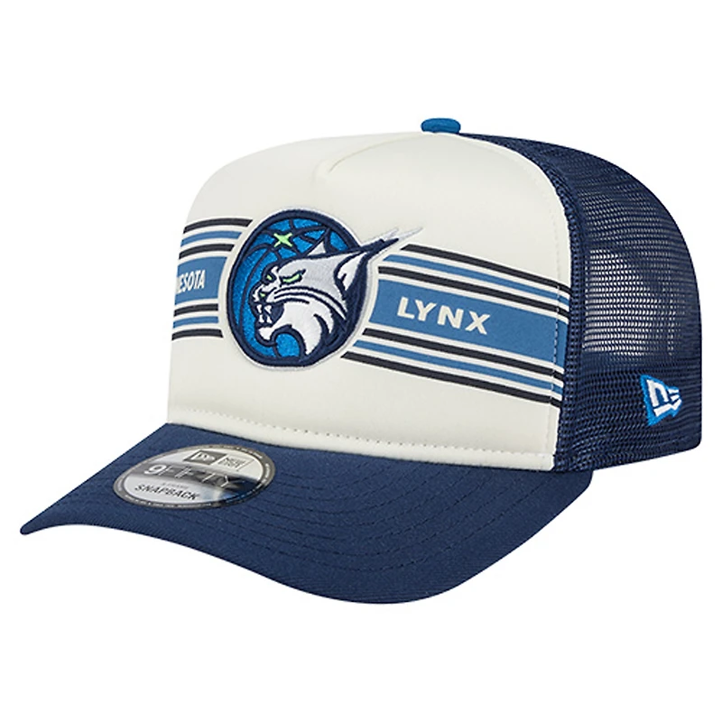 Casquette de camionneur ajustable unisexe New Era blanche/bleu marine Minnesota Lynx Banner Foam Front 9FIFTY A-Frame