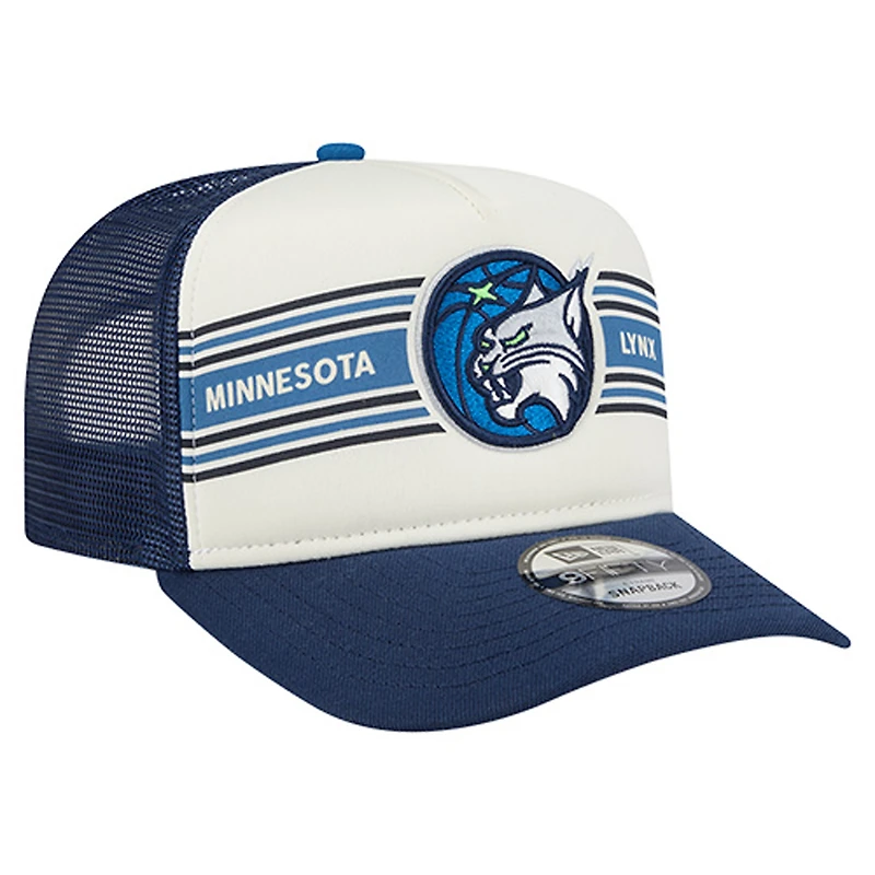 Unisex New Era White/Navy Minnesota Lynx Banner Foam Front 9FIFTY A-Frame Adjustable Trucker Hat