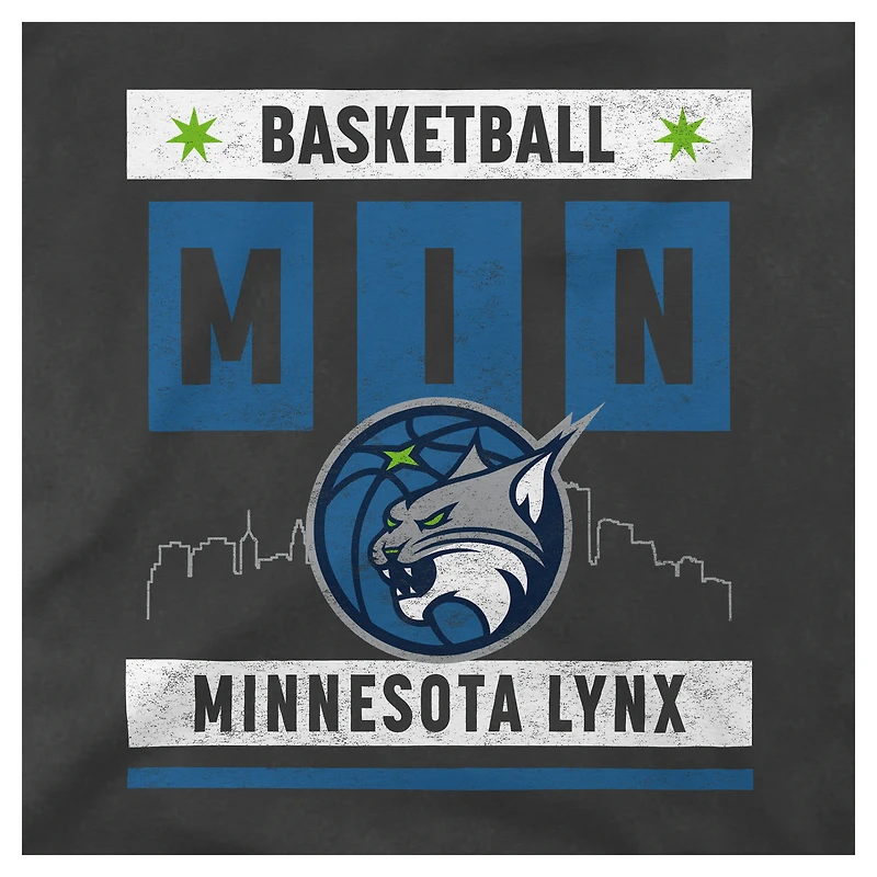 Unisex Stadium Essentials Heather Black Minnesota Lynx Relaxed Fit Big Shot Vintage Wash T-Shirt
