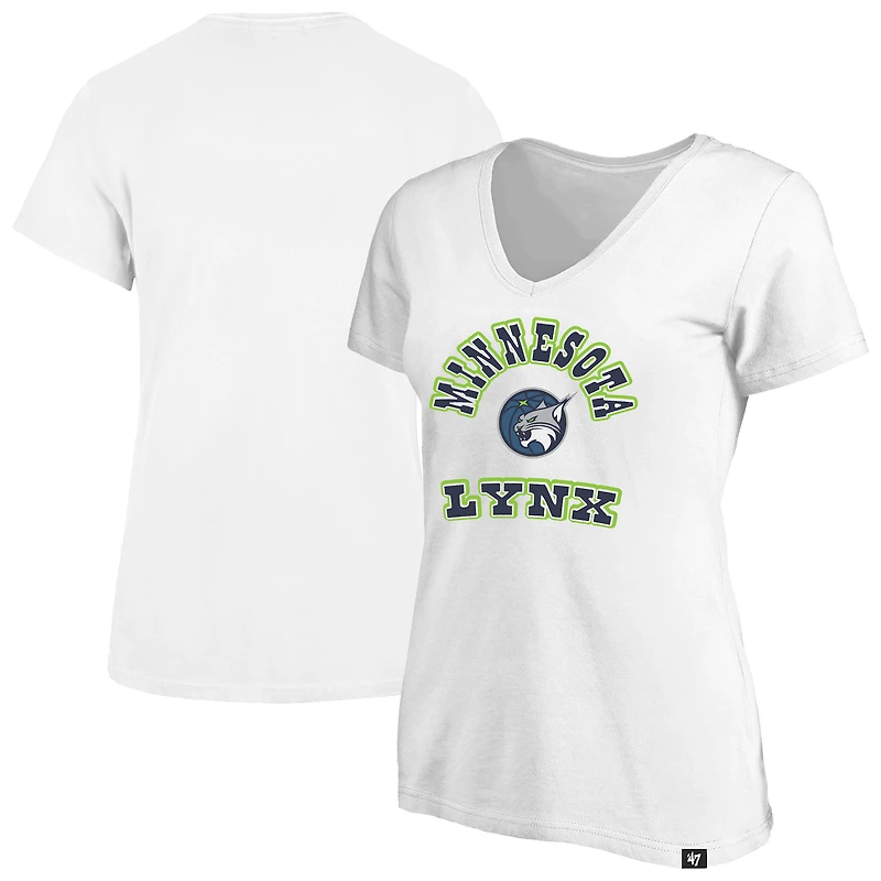 T-shirt grande taille pour femme, logo Minnesota Lynx blanc '47, col en V.