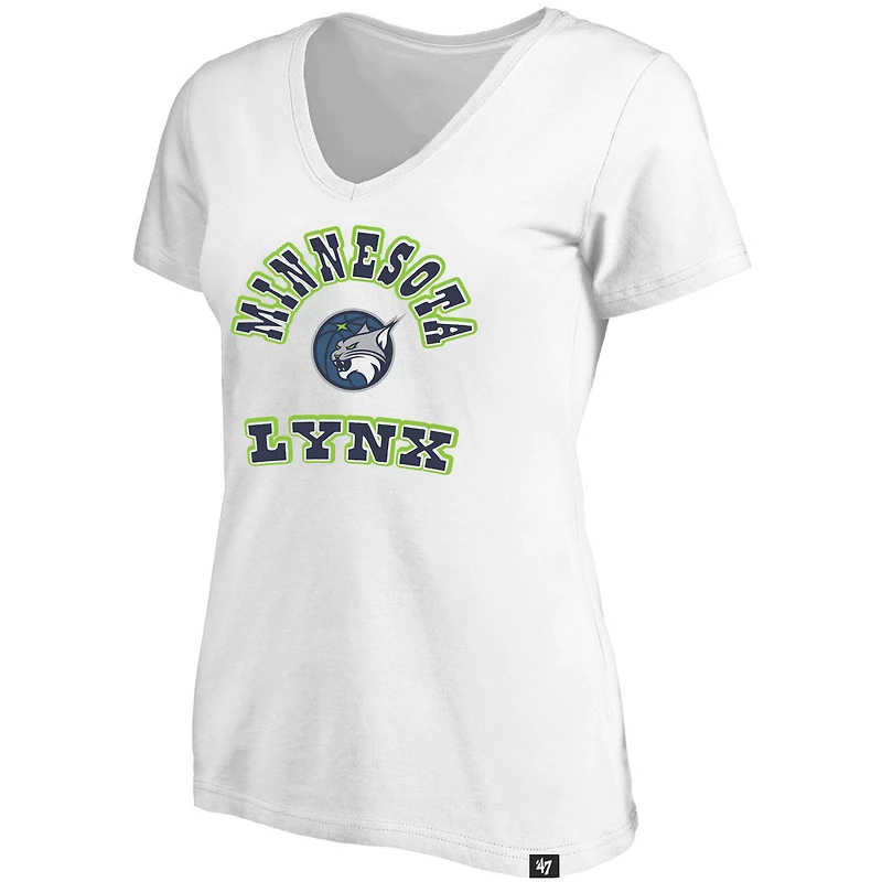 Women's '47 White Minnesota Lynx Logo Lockup V-Neck Plus T-Shirt