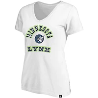 Women's '47 White Minnesota Lynx Logo Lockup V-Neck Plus T-Shirt